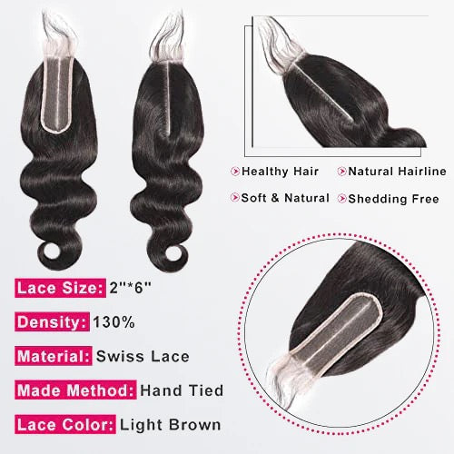 2x6 Body Wavy Transparent Lace Closure