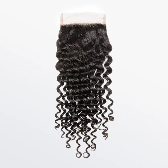 4x4 Deep Curly Free Parted Lace Closure
