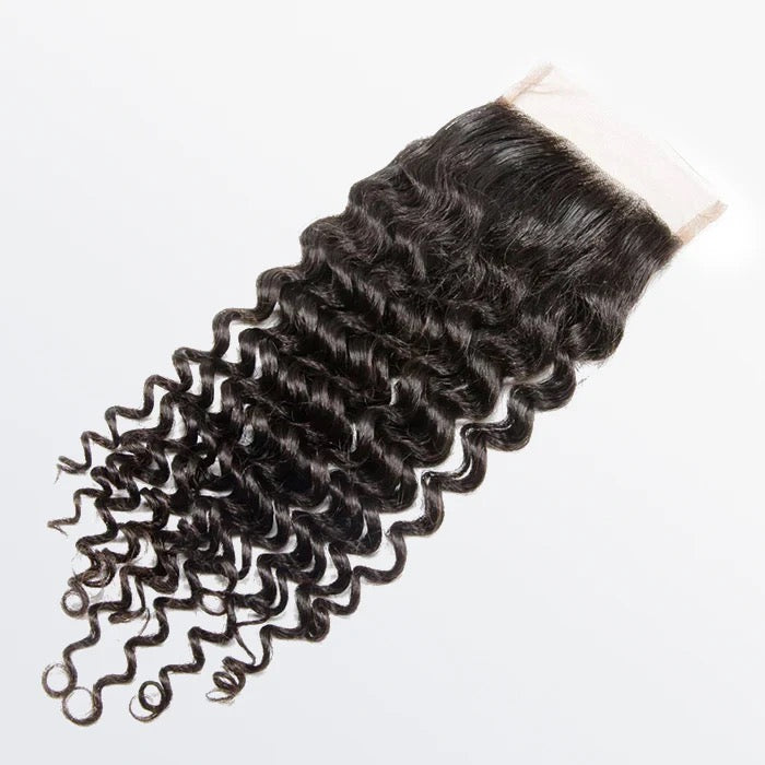 4x4 Deep Curly Free Parted Lace Closure